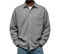 Mashaouyo Camisetas para hombre con bolsillo, camisas casuales, transpirables, camisetas largas del Reino Unido, camisetas de manga larga, de algodón, camisetas casuales de manga larga, gris, 3XL