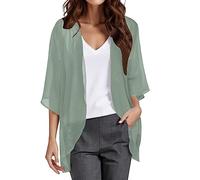Mashaouyo Cárdigan de manga corta para mujer, talla grande, gabardina del Reino Unido, chaqueta de verano, chaqueta de verano, cárdigan de manga abombada, cárdigan de manga abombada, blusa, tops