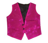 Mashaouyo Chaleco de trabajo para hombre, casual, holgado, cómodo, de color liso, con lentejuelas, hot pink, 3XL
