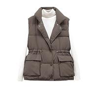 Mashaouyo Chalecos para mujer, chalecos y chalecos de forro polar para mujer, chaquetas de otoño, camisetas de manga larga, chaleco térmico de forro polar para invierno, abrigo de softshell, café, XXL