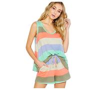 Mashaouyo - Conjunto de pijama corto para mujer de 2 piezas - Chic sin mangas conjunto corto cómodo camisola ropa de dormir modal Nightwear V-cuello estampado verano con tirantes y pantalones cortos,