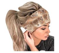 Mashaouyo Diadema elástica para el pelo, bandana para mujer, cinta de impresión, diadema, diadema, para mujer, invierno, con forro polar (caqui, talla única)