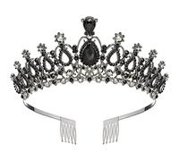 Mashaouyo Diadema elegante con peines, para mujer, para novia, boda, graduación, cumpleaños, para hombre (negro, talla única)