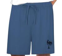 Mashaouyo Pantalones cortos de verano para hombre, de algodón, cintura elástica, con estampado de coco, no hay lugar como el hogar, azul marino, M