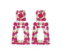 Mashaouyo Pendientes de aro de perlas para mujer, aretes de amante, aretes rectangulares colgantes con borla para mujer, ligeros, joyería sensible para mujer, talla única