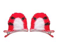 Mashaouyo Pinzas para las orejas para niñas, accesorios de conejo, accesorios de animales, pasadores y sin clips para niños, color rojo, talla única