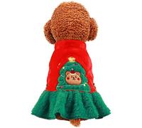 Mashaouyo Ropa de Navidad para mascotas, vacaciones, Navidad, mascotas, perro, gato, árbol de Navidad, falda de oso, suéter, ropa de otoño e invierno, perchas y estante (rojo, XL)
