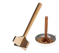 Masher - Masher de carne de madera de pesado - Natural Meat Chopper for Turkey, Hamburguesa, Sausage & Potato, Ergonómico No Descansa Cooking Tool (Beech)