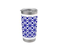 Mashrabiya-Estilo Patrón Geométrico Recorte Azul Oscuro Vaso térmico de acero inoxidable de doble pared
