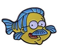 Mashup Ned Flounders Flounder Fish Neighbor Flanders Animated Cartoon Comedia TV Show Animation Funny Humor Joke 3.2 cm Esmalte Pin Badge, 1.25 Inches, Esmalte, Esmalte