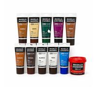 Masilla para Madera Flexible y Acrílica Lista al Uso 150g - Pack de 2 o 4 Unidades en Blanco, Roble, Nogal, Haya, Pino Claro, Cerezo y Gris - Ideal para Reparar Agujeros y Grietas en Muebles, Puertas
