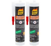 Masilla refractaria cartucho 310 ml para sellado de estufas y chimeneas (Paquete de 2)