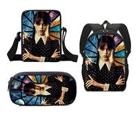 MASINIES Juego de mochila, mochila escolar de miércoles, bolsa para laptop, mochila de viaje con bolsa de almuerzo y bolsa para lápices, #1, M