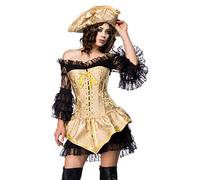 Mask Paradise Atixo Generique - Disfraz de pirata para mujer, color dorado y negro