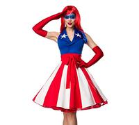 Mask Paradise Sexy Miss America Kost?mset Kost?m Superhéroe Héroe Heroína Azul Rojo Blanco Talla: M