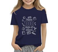 Maskjuwio 100th Day of School Celebration for Girls and Boys Kids T Shirts Fun Colorful Numbers Toy Truck Football Basketball Langarmshirt Mädchen 140, marine, 10-11Years