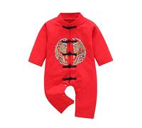 Maskjuwio Bebé Festival de Primavera Festival Fu Bebé Chino Tang Traje Niño Bebé Vestido festivo Chino Rojo Ropa Niño Luna Llena 100 Días Chaqueta de Bebé Niña, rojo, 9-12 meses