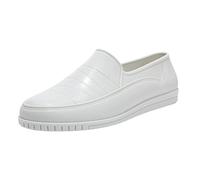 Maskjuwio Botas de lluvia para hombre, lisas, cortas, sin cordones, ligeras, anchas, impermeables, cómodas, botas de jardín, ultra agarre, fáciles de limpiar, zapatos de barro, White, 39 1/3 EU
