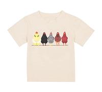 Maskjuwio Camiseta preescolar, linda granja de pollo de algodón y ropa de niña, camiseta de cuello redondo, divertida y casual de manga corta, ropa de anime para mujer, beige, 9-10 años
