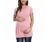 Maskjuwio Camisetas de cuidado para mujer, camisetas de maternidad, manga corta, ropa de lactancia, vestido de encaje para mujer, negro, manga larga, Rosa., XL