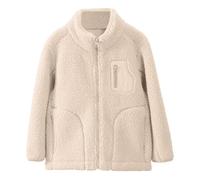 Maskjuwio Chaqueta de forro polar para exteriores, para niña, estilo coreano, cálido, forro polar, abrigo grueso para bebé, primavera y niño, beige, 13-14 años