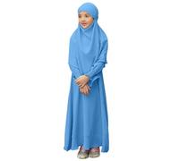 Maskjuwio Children Kids Daily Casual Dress O Neck Dress Solid Elegant Christmas Book 24 Capítulos, azul claro, 7-8 años