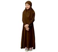 Maskjuwio Children Kids Daily Casual Dress O Neck Dress Solid Elegant Christmas Book 24 Capítulos, café, 7-8 años