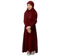 Maskjuwio Children Kids Daily Casual Dress O Neck Dress Solid Elegant Christmas Book 24 Capítulos, Vino, 7-8 años