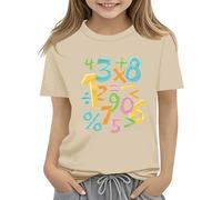 Maskjuwio Colorful Number Day Math Kids T Shirt Number Day 2025 School Math Day Top Number Day T Shirts Math Lovers Bauchfreies Oberteil, caqui, 2-3 años