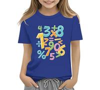 Maskjuwio Colorful Number Day Math Kids T Shirt Number Day 2025 School Math Day Top Number Day T Shirts Math Lovers Bauchfreies Oberteil, azul oscuro, 8-9 años