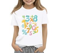 Maskjuwio Colorful Number Day Math Kids T Shirt Number Day 2025 School Math Day Top Number Day T Shirts Math Lovers Bauchfreies Oberteil, Blanco, 2-3 años