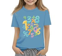 Maskjuwio Colorful Number Day Math Kids T Shirt Number Day 2025 School Math Day Top Number Day T Shirts Math Lovers Bauchfreies Oberteil, azul claro, 2-3 años
