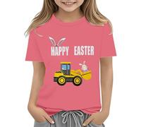 Maskjuwio Easter Shirts for Toddler Boy Short Sleeve Tractor Bunny Tshirt for Kids Cotton Tee Tops 2 13 Years Langarmshirt Kinder Schwarz, Rosa intenso., 3-4 años