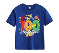 Maskjuwio Girls and Boys Casual Short Sleeved T Shirt 100 Days of School Opening 100 Days Aniversary Personality Loose Short Sleeved Blusa Satén Mujer, azul, 10-11Years