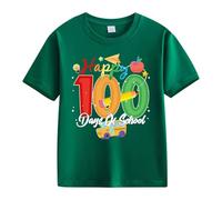 Maskjuwio Girls and Boys Casual Short Sleeved T Shirt 100 Days of School Opening 100 Days Aniversary Personality Loose Short Sleeved Blusa Satén Mujer, verde, 10-11Years