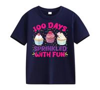 Maskjuwio Girls and Boys Casual Short Sleeved T Shirt 100 Days of School Opening 100 Days Aniversary Personality Loose Short Sleeved Blusa Verde Mujer, marine, 2-3 años