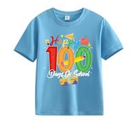 Maskjuwio Girls and Boys Casual Short Sleeved T Shirt 100 Days of School Opening 100 Days Aniversary Personality Loose Short Sleeved Blusa Satén Mujer, azul celeste, 12-13 años
