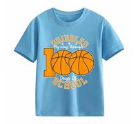 Maskjuwio Girls and Boys Casual Short Sleeved T Shirt 100 Days of School Opening 100 Days Aniversary Personality Loose Short Sleeved Camisa Hombre 146, azul celeste, 12-13 años