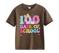 Maskjuwio Girls and Boys Casual Short Sleeved T Shirt 100 Days of School Opening 100 Days Aniversary Personality Loose Short Sleeved Tomates secos, marrón, 12-13 años