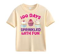 Maskjuwio Girls and Boys Casual Short Sleeved T Shirt 100 Days of School Opening 100 Days Aniversary Personality Loose Short Sleeved Blusa Verde Mujer, beige, 12-13 años
