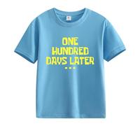 Maskjuwio Girls and Boys Casual Short Sleeved T Shirt 100 Days of School Opening 100 Days Anniversary Personality Loose Short Sleeved Camiseta de manga larga para niñas 128, azul celeste, 12-13 años