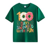 Maskjuwio Girls and Boys Casual Short Sleeved T Shirt 100 Days of School Opening 100 Days Anniversary Personality Loose Short Sleeved Pulli Damen Kurz Geschnitten, verde, 4-5 años