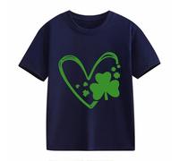 Maskjuwio Girls and Boys Casual Short Sleeved T Shirt St Day Middle and Large Children's Retro Personality 2D Printing Children's Loose Short Sleeved Chic Top Azul Mujer, marine, 10-11Years