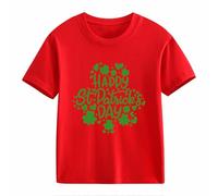 Maskjuwio Girls and Boys Casual Short Sleeved T Shirt St Day Middle and Large Children's Retro Personality 2D Printing Children's Loose Short Sleeved Jack Will, rojo, 3-4 años