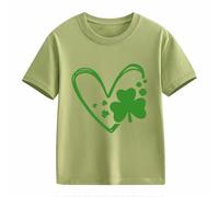 Maskjuwio Girls and Boys Casual Short Sleeved T Shirt St Day Middle and Large Children's Retro Personality 2D Printing Children's Loose Short Sleeved Chic Top Azul Mujer, verde, 10-11Years
