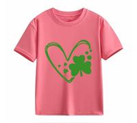Maskjuwio Girls and Boys Casual Short Sleeved T Shirt St Day Middle and Large Children's Retro Personality 2D Printing Children's Loose Short Sleeved Chic Top Azul Mujer, Rosa., 10-11Years