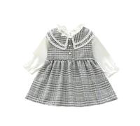 Maskjuwio Girl's Spring And Autumn New Dress Versión Coreana de The Girl's Foreign Style Waistcoat Falda de tul de dos piezas 128, gris, 3-4 años