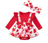 Maskjuwio New Girls' Clothing Long Sleeved Of The Hajama Group Of Long Crawling Suit Fly Sleeve Headband Of The Two Piece Set Baby Body Recién Nacido, rojo, 3-6 meses