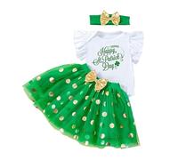 Maskjuwio New St Baby Clothing 3 Piece Letter Fly Sleeve Hoodie Gold Dot Set Niña Vestido 80, verde, 12-18 meses