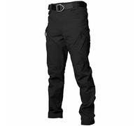 Maskjuwio Pantalones cargo para hombre, negros, tácticos, vintage, pantalones de trabajo, rectos, transpirables, funcionales, con muchos bolsillos, pantalones de moto, exteriores, trekking, monocolor